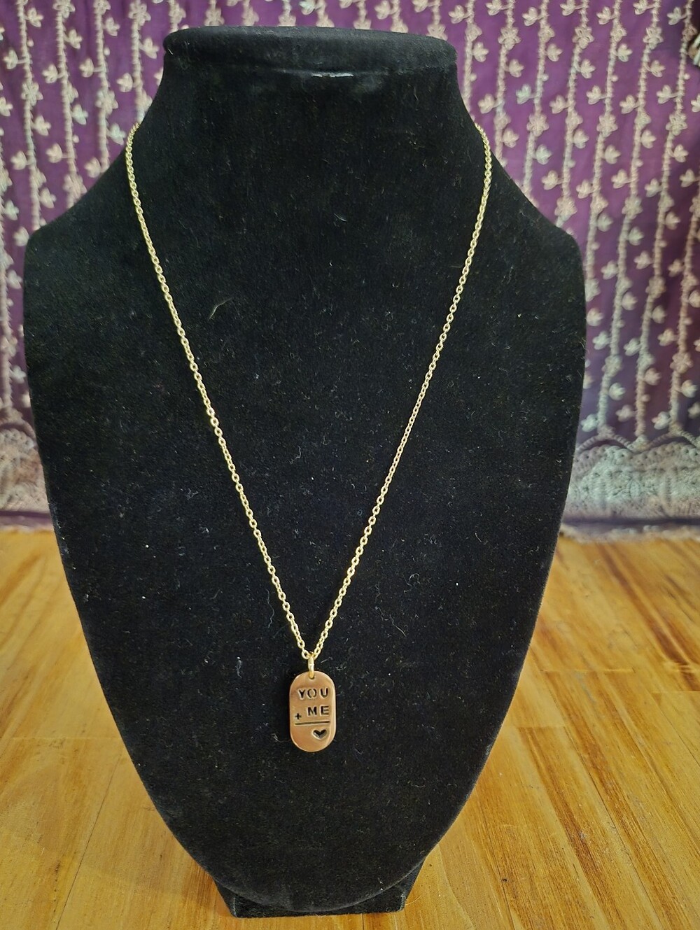 Gold Pendant Necklace - "YOU + ME"